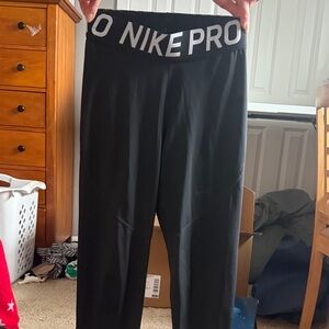 Nike Black Leggings with White Logo Waistband